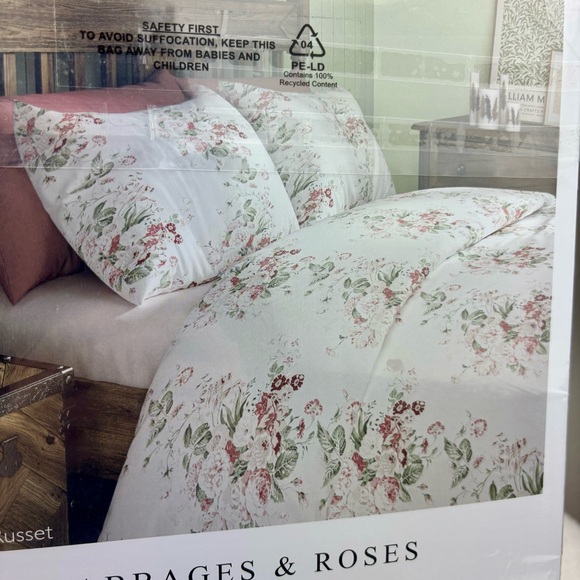 Cabbages & Roses KING Constance Russet Floral Duvet Cover Set Shams Multicolor - Picture 7 of 10